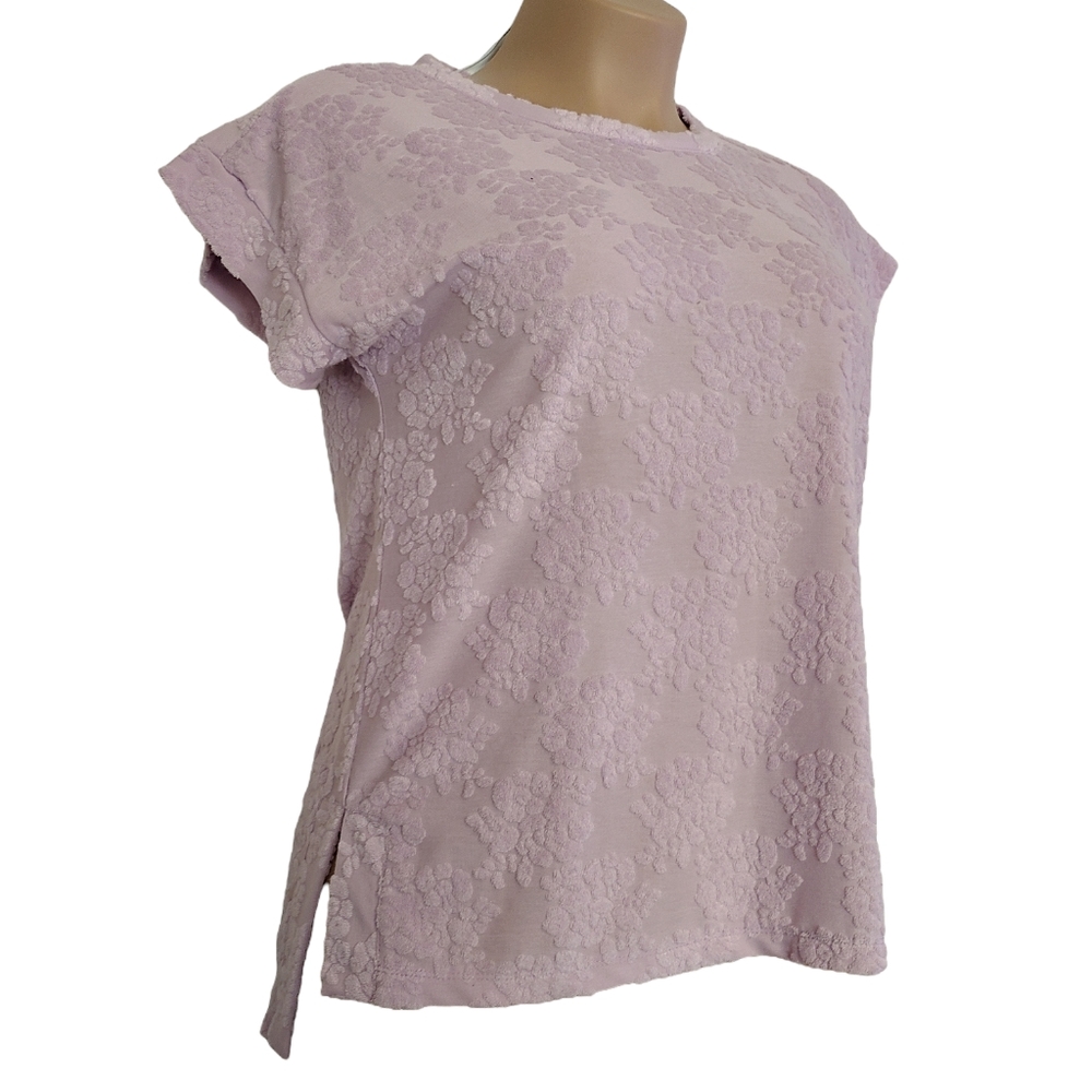Bobeau Short Sleeve  purple textured shirt size Medium